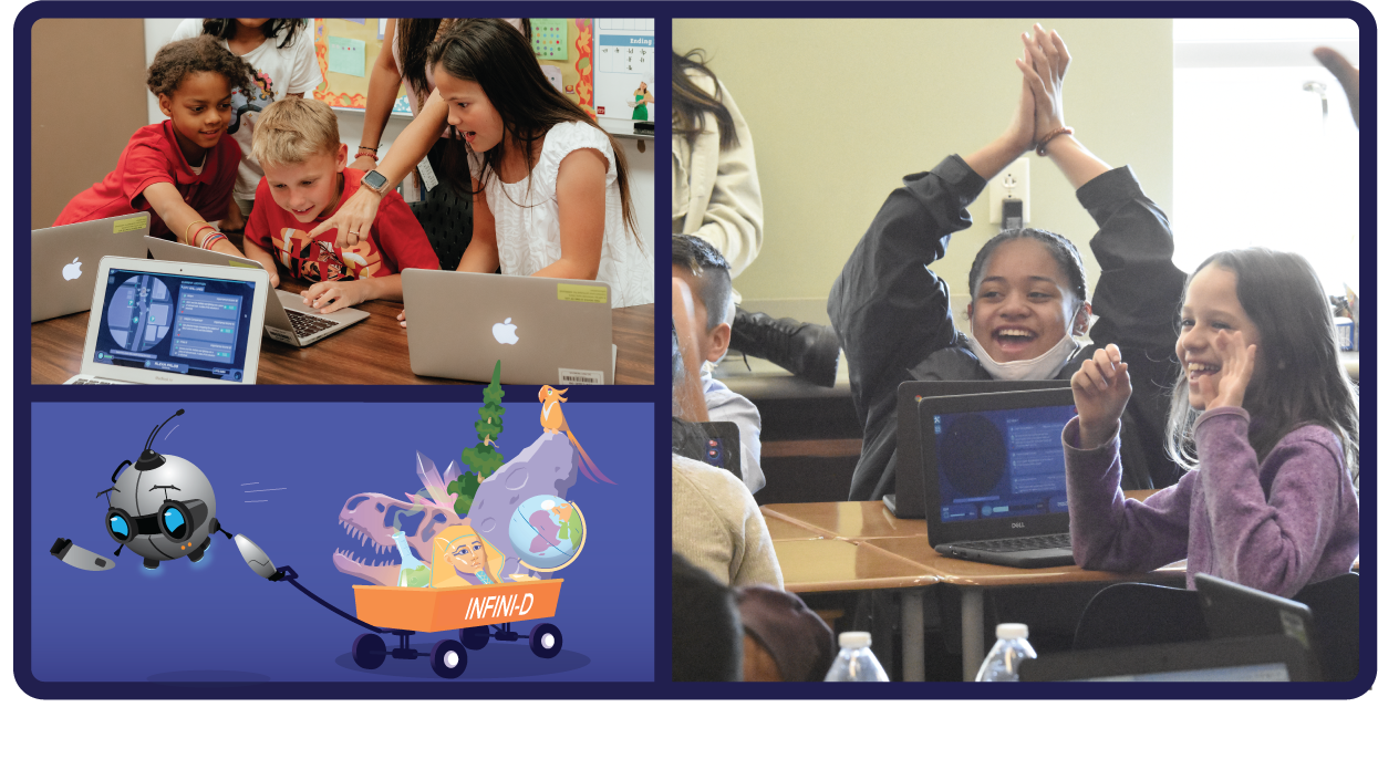 a group of students having fun in the classroom